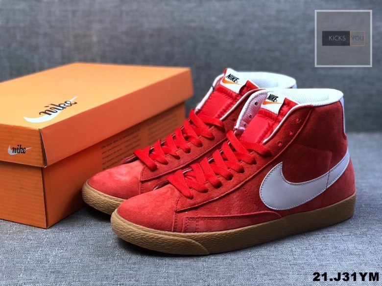 Red nike shops blazer high s